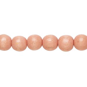 Bead 1pkg1, Taiwanese cheesewood (dyed / waxed), light orange, 7-8mm round, 15-1/2 to 16 inches.