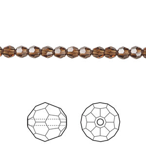 Bead 1pkg720 smoked topaz, Swarovski&reg; ReCreated&trade;, 4mm faceted round 5000