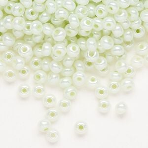 Seed bead, Preciosa Ornela Czech glass, pkg/500g, #6 rocaille, opaque luster pastel green, (37152).