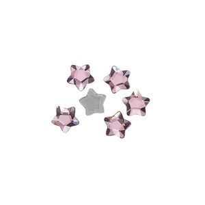 Flat back 6pk rose foil back, Crystal Passions&reg; hotfix rhinestone 6mm star flower 3754