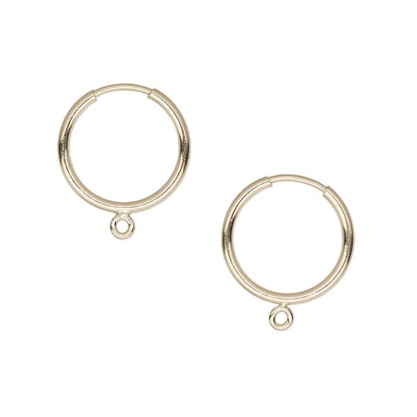 Earring hoop 1pkg2 14Kt gold-filled, 14mm round / endless loop / bottom loop, 21 gauge 1 pair image number 0