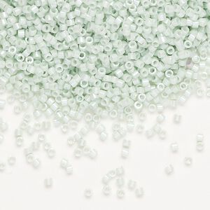 Seed bead, Delica&reg;, glass, pkg/50g, #11 round, opaque glazed luster light mint (DB-1536-1).