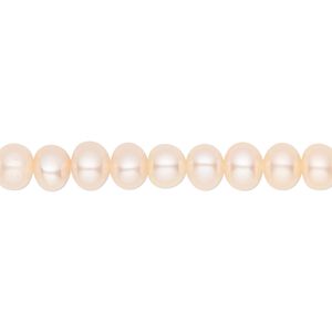 Pearl, White Lotus&trade;, cultured freshwater, peach, 5.5-6mm button, B grade, Mohs hardness 2-1/2 to 4. Sold per 15-1/2" to 16" strand.