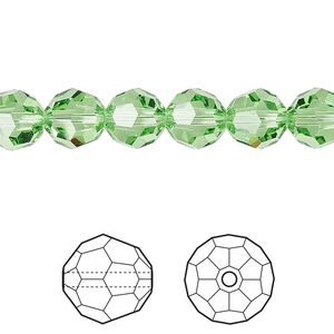 Bead 12pk peridot, Crystal Passions&reg; 8mm round 5000
