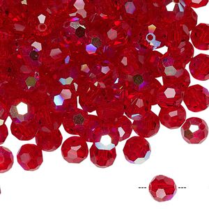 Bead 288pk light Siam AB, Preciosa Czech crystal 6mm round