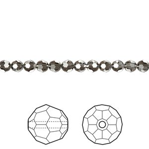 Bead 12pk crystal silver night, Crystal Passions&reg; 4mm round 5000