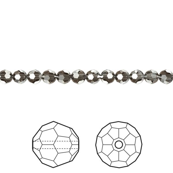 Bead 12pk crystal silver night, Crystal Passions&reg; 4mm round 5000 image number 0