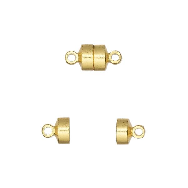 Clasp magnetic barrel 1pkg10, 7x6mm barrel, gold-finished brass 1-strand image number 0