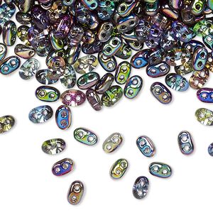 Seed bead, Preciosa Twin&trade; Czech glass, pkg/250g, 5x2.5mm oval, opaque vitrail green, (01500).