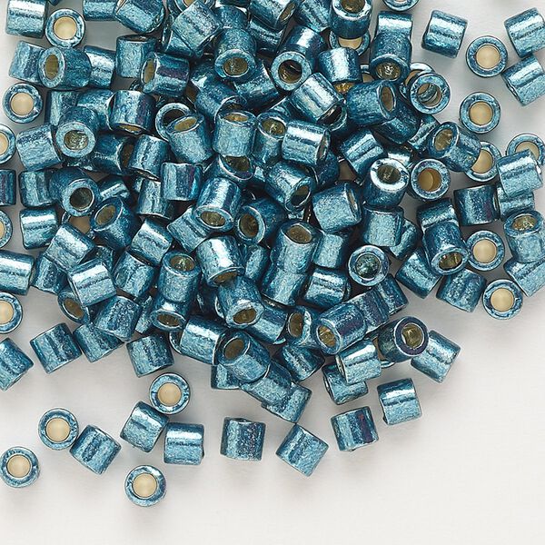 Seed bead, Delica&reg; 1pkg250g glass, #8 round, Duracoat&reg; opaque galvanized dark seafoam / outside dyed (DBL-1847) image number 0