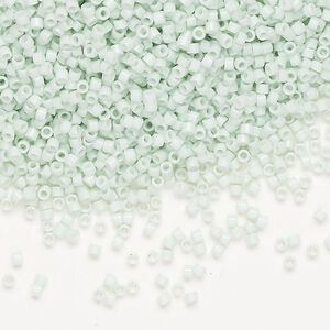 Seed bead, Delica&reg;, glass, pkg/250g, #11 round, opaque glass enamel light mint (DB-1496-1).