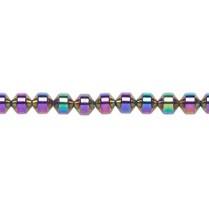 Hemalyke&trade; 1pkg1, rainbow titanium-coated roller bead 15.5-16 inch 4.5x4mm