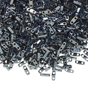 Seed bead, TILA&reg;, glass, pkg/250g, 5x1.2mm quarter tila rectangle, opaque light gunmetal, (QTL-464).