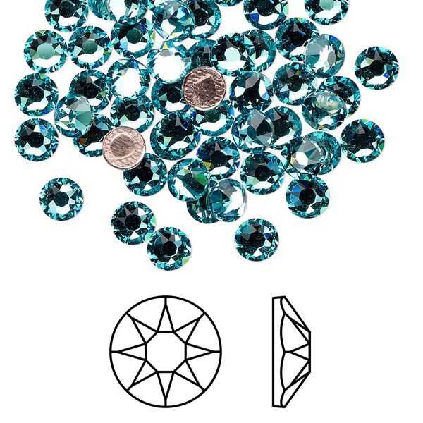 Flat back 1440pk light turquoise foil back, Swarovski&reg; hotfix 4.6-4.8mm rose round SS20 2078HF image number 0