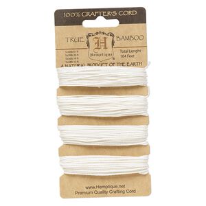 Cord, Hemptique&reg;, polished bamboo, white, 0.5mm / 1mm / 1.5mm / 1.8mm diameter, 10- / 20- / 36- / 48-pound test. Sold per card.