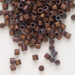 Seed bead, Delica&reg;, glass, pkg/7.5g, #8 round, opaque matte metallic iris copper (DBL-0312).