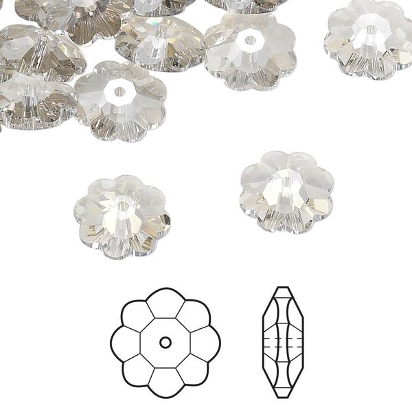 Margarita flower 12pk crystal silver shade, Crystal Passions&reg; 10x3.5mm 3700 image number 0