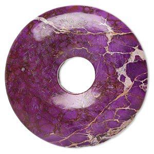 Magnesite 1pkg1, hand-cut donut focal, purple 40mm
