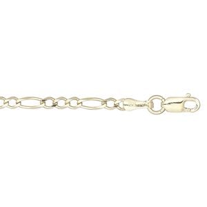 Chain 1pkg1 14Kt gold figaro, 2.6mm beveled / lobster claw clasp, 18 inch
