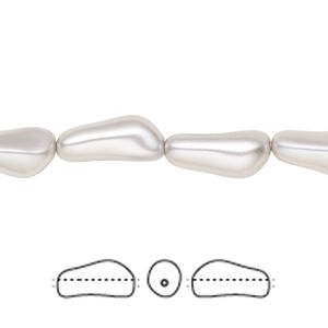Pearl 10pk light grey, Crystal Passions&reg; 14x6mm baroque elongated 5844