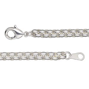 Chain 1pkg1 silver-plated rolo, 4.6mm / lobster claw clasp, brass 20 inch