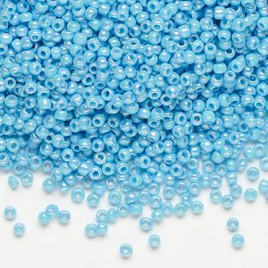 Seed bead, Dyna-Mites&trade;, glass, pkg/1/2kg, #11 round, opaque rainbow light turquoise blue, (742R 11/0 RR).