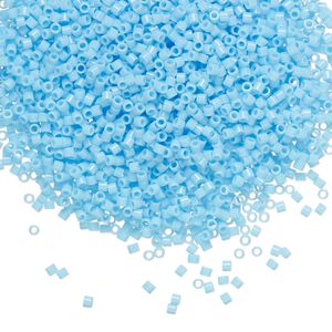 Seed bead, Delica&reg;, glass, pkg/7.5g, #15 round, opaque turquoise blue (DBS-0725).