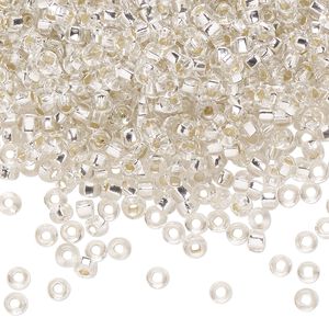 Seed bead, Preciosa Ornela Czech glass, pkg/500g, #8 rocaille, transparent silver-lined clear, (78102).