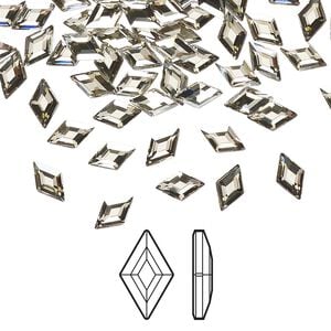 Flat back 24pk crystal silver shade foil back, Crystal Passions&reg; 6.6x3.9mm diamond 2773