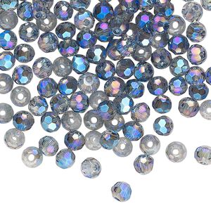 Bead 144pk crystal blue shadow, Celestial Crystal&reg; 4mm round