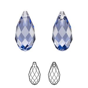 Briolette 6pk tanzanite, Crystal Passions&reg; 17x8.5mm pendant drop 6010