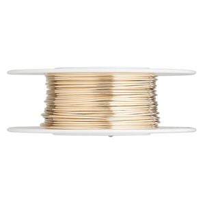 Wire, 12Kt gold-filled, half-hard, round, 22 gauge. Sold per pkg of 5 feet.