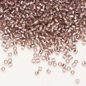 Seed bead, Delica&reg;, glass, pkg/7.5g, #10 round, transparent silver-lined smoky amethyst (DBM-0146).
