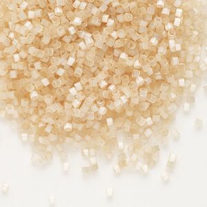 Seed bead, Delica&reg;, glass, pkg/250g, #11 round, opaque silk satin glazed luster light topaz (DB-0674).