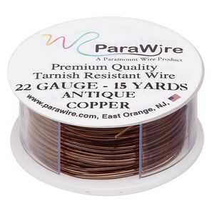 Wire, ParaWire&trade;, antiqued copper, round, 22 gauge. Sold per 15-yard spool.