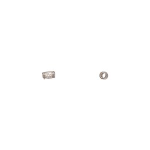 Bead 1pkg30 sterling silver, 3x2mm tube / flower, antiqued Hill Tribes