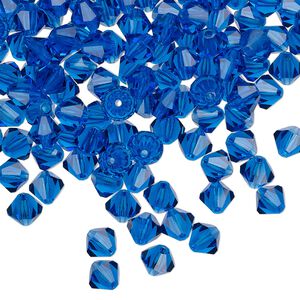 Bead 24pk Capri blue, Preciosa Czech crystal 5mm bicone