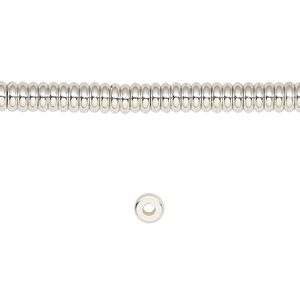 Bead 1pkg1 silver-finished, 4x1.5mm rondelle, brass 8 inch