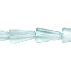 Bead, glass, transparent light aqua blue, 16x16mm flat triangle. Sold per 13-inch strand, approximately 20 beads.