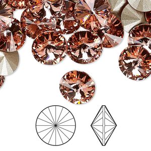 Chaton 48pk rose peach foil back, Crystal Passions&reg; 10.54-10.91mm rivoli SS47 1122