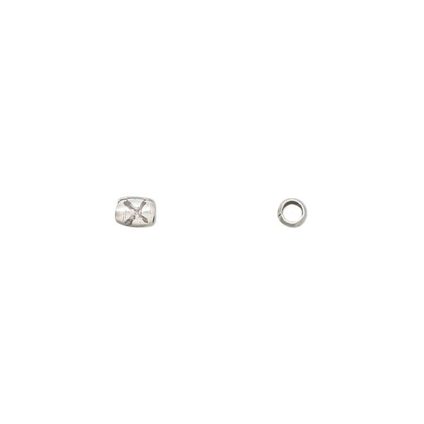 Bead 1pkg10 fine silver, 4x2mm round tube / notched, antiqued Hill Tribes image number 0