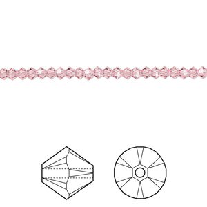 Bead 48pk light rose, Crystal Passions&reg; 2.5mm bicone 5328