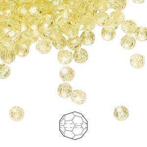 Bead 24pk jonquil, Preciosa Czech crystal 4mm round