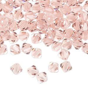 Bead 24pk light rose, Preciosa Czech crystal 6mm bicone