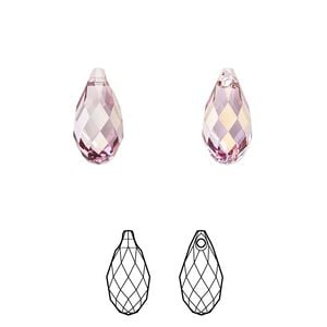 Briolette 24pk dark rose, Crystal Passions&reg; 13x6.5mm pendant drop 6010