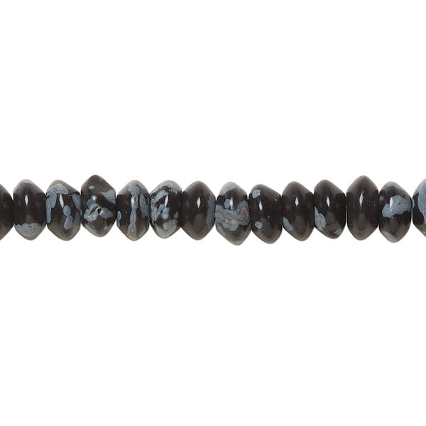 Snowflake obsidian 1pkg1, saucer bead natural, 15.5-16 inch 6x3mm image number 0