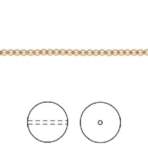 Pearl 1000pk bright gold, Swarovski&reg; 2mm round 5810