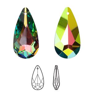 Drop 36pk crystal vitrail medium, Swarovski&reg; 24x12mm pendant teardrop 6100