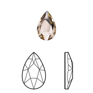Flat back 6pk vintage rose foil back, Crystal Passions&reg; 14x9mm pear 2303