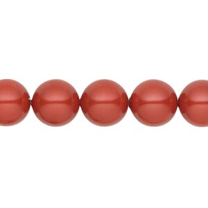 Pearl 25pk dark coral pearl, Crystal Passions&reg; 10mm round 5810